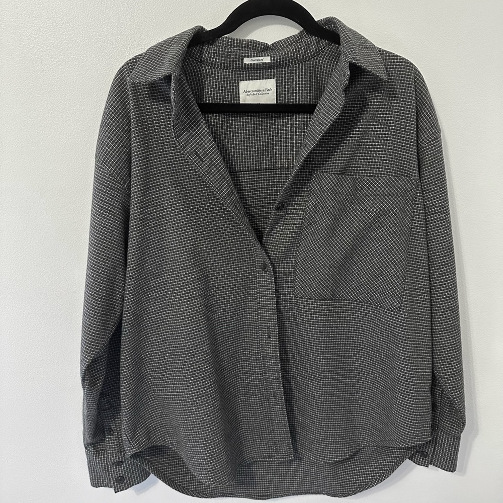 Abercrombie & Fitch Oversized flannel! Medium, black / white
